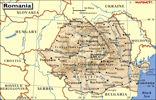rumanien physikalisch karte
